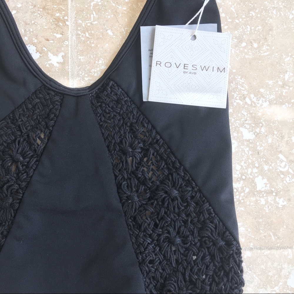 Rove Swimwear Cassiopea One Piece in black/crochet
